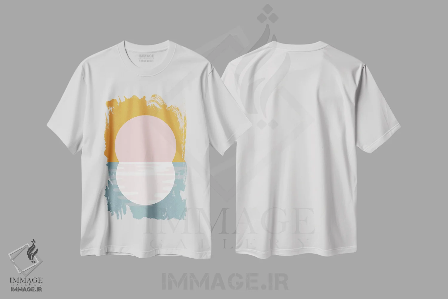 تیشرت سفید طرح دار بازتاب ها، آبستره اثر کارمن جابیر | immage.ir