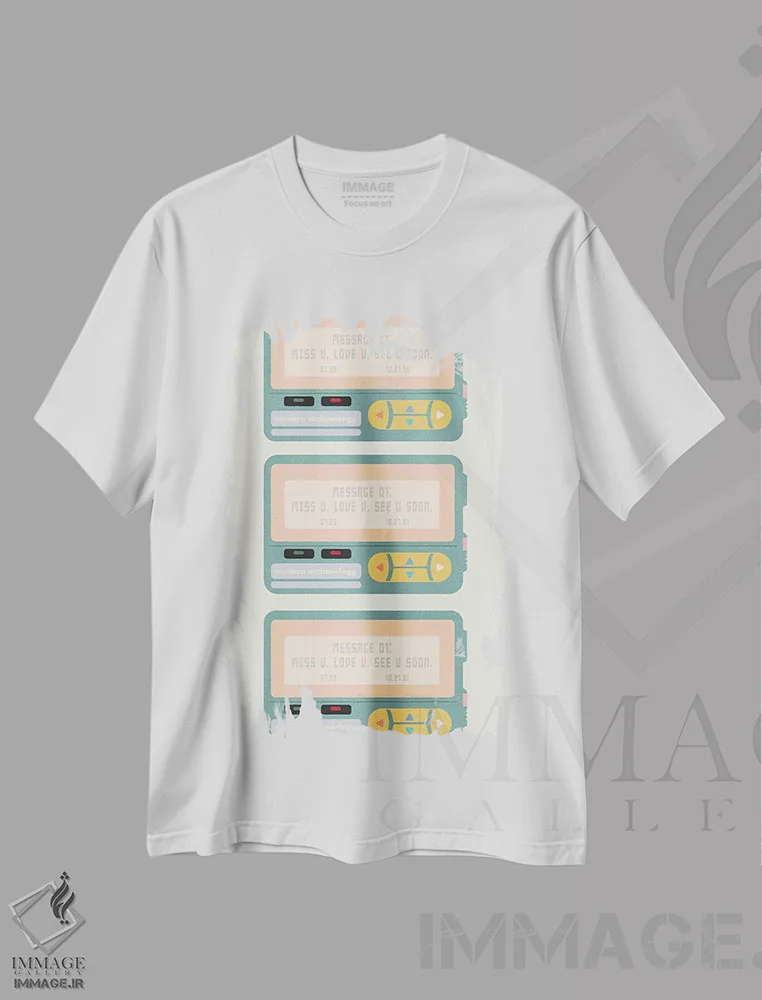 تیشرت سفید طرح دار پیجر، تزئینی اثر کارمن جابیر | فروشگاه ایماژ