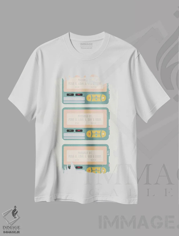 تیشرت سفید طرح دار پیجر، تزئینی اثر کارمن جابیر | فروشگاه ایماژ