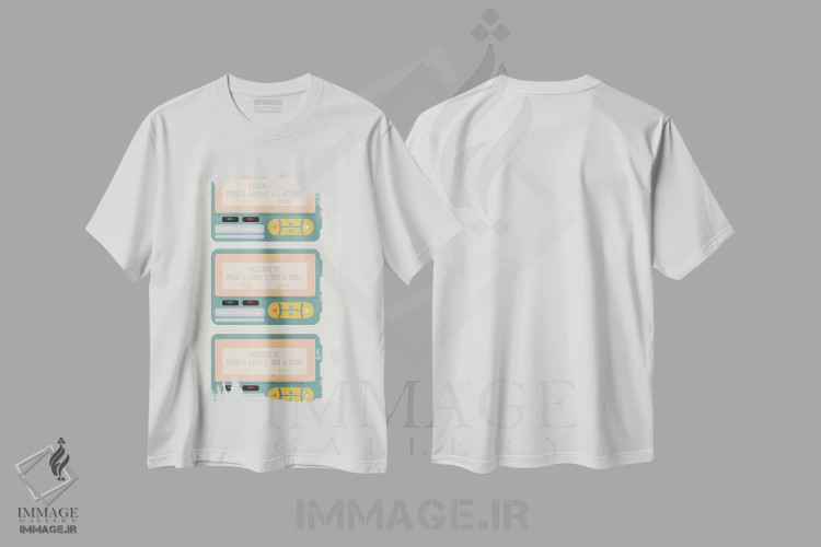 تیشرت سفید طرح دار پیجر، تزئینی اثر کارمن جابیر | فروشگاه ایماژ
