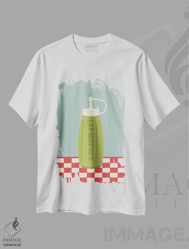 تیشرت سفید طرح دار لذت ببر، تزئینی اثر کارمن جابیر | immage.ir