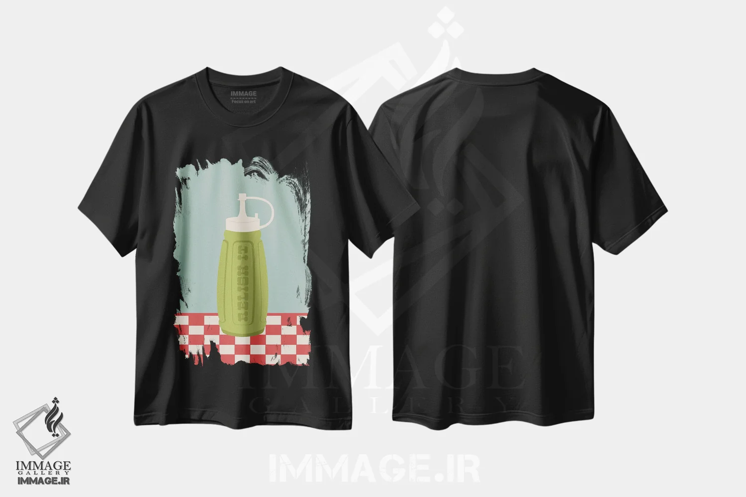 تیشرت مشکی طرح دار لذت ببر، تزئینی اثر کارمن جابیر | فروشگاه ایماژ