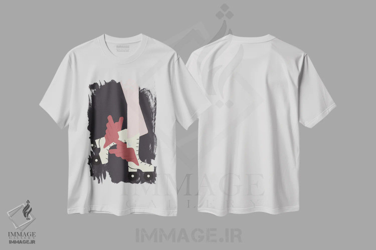 تیشرت سفید طرح دار در حال چرخیدن، تزئینی اثر کارمن جابیر | immage.ir