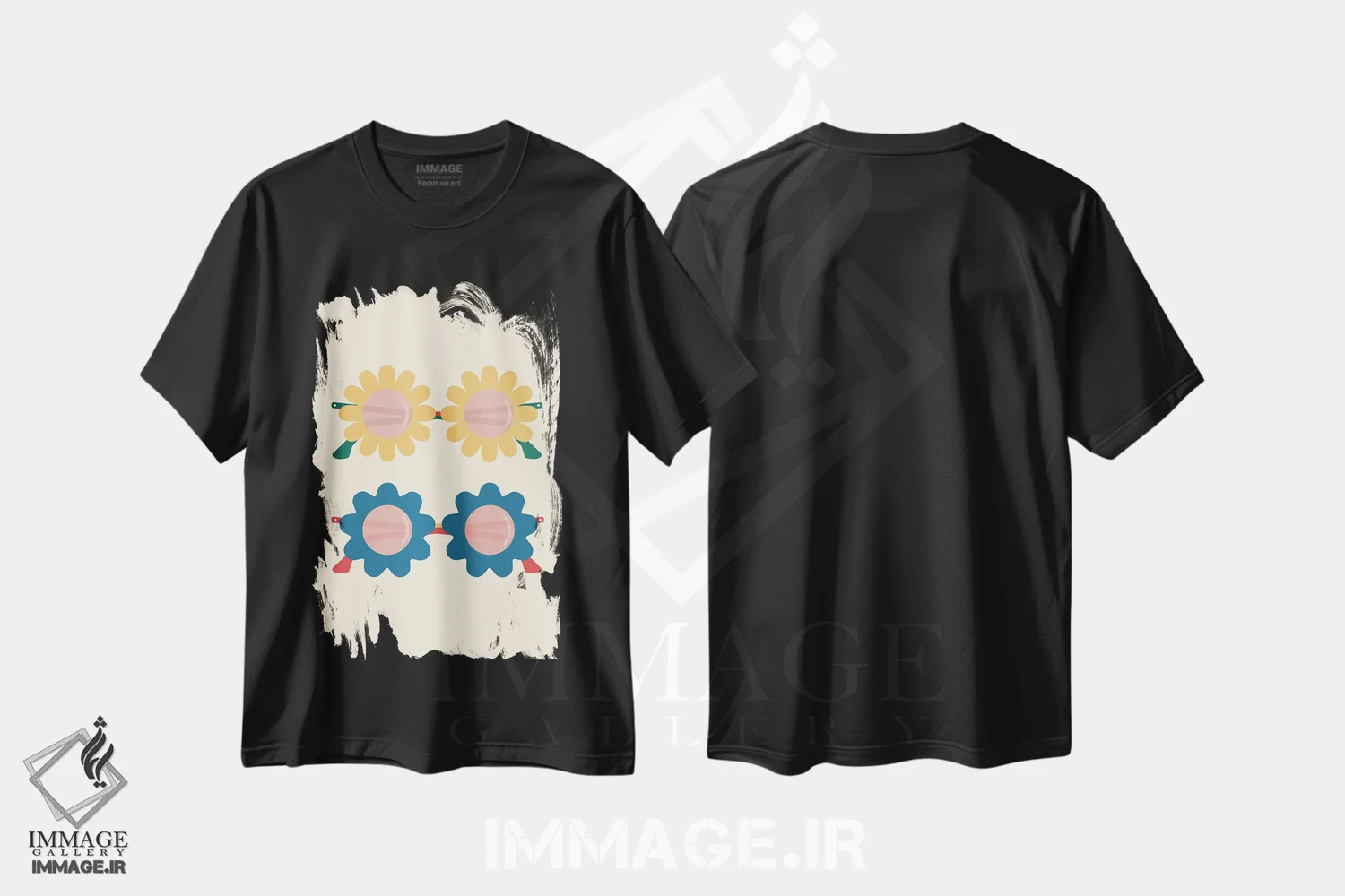 تیشرت مشکی طرح دار عینک خوش بینی، تزئینی اثر کارمن جابیر | immage.ir
