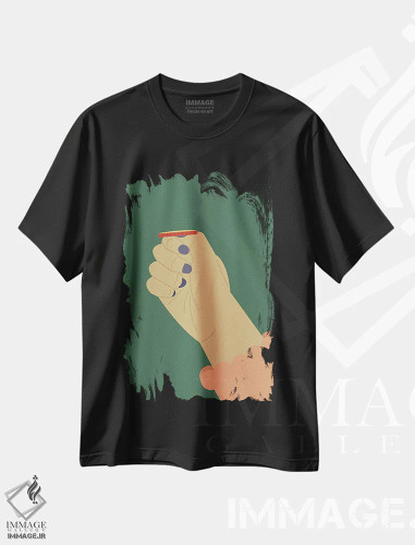 تیشرت مشکی طرح دار شانس خود را امتحان کن، تزئینی اثر کارمن جابیر | فروشگاه ایماژ