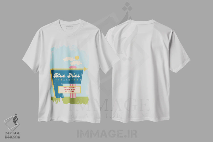 تیشرت سفید طرح دار روزهای آفتابی در پیش، تزئینی اثر کارمن جابیر | immage.ir