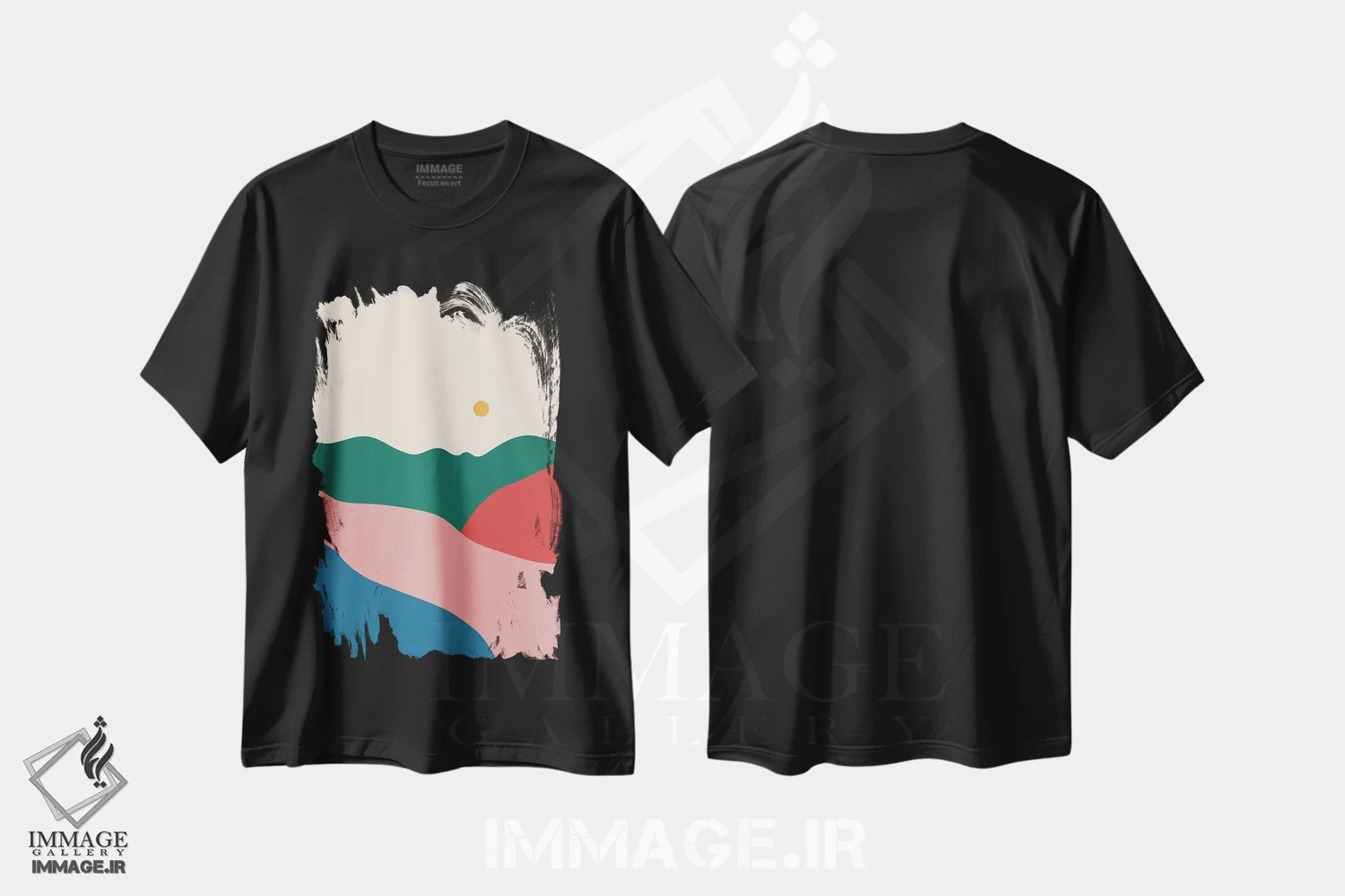 تیشرت مشکی طرح دار تپه ها، آبستره اثر کارمن جابیر | immage.ir