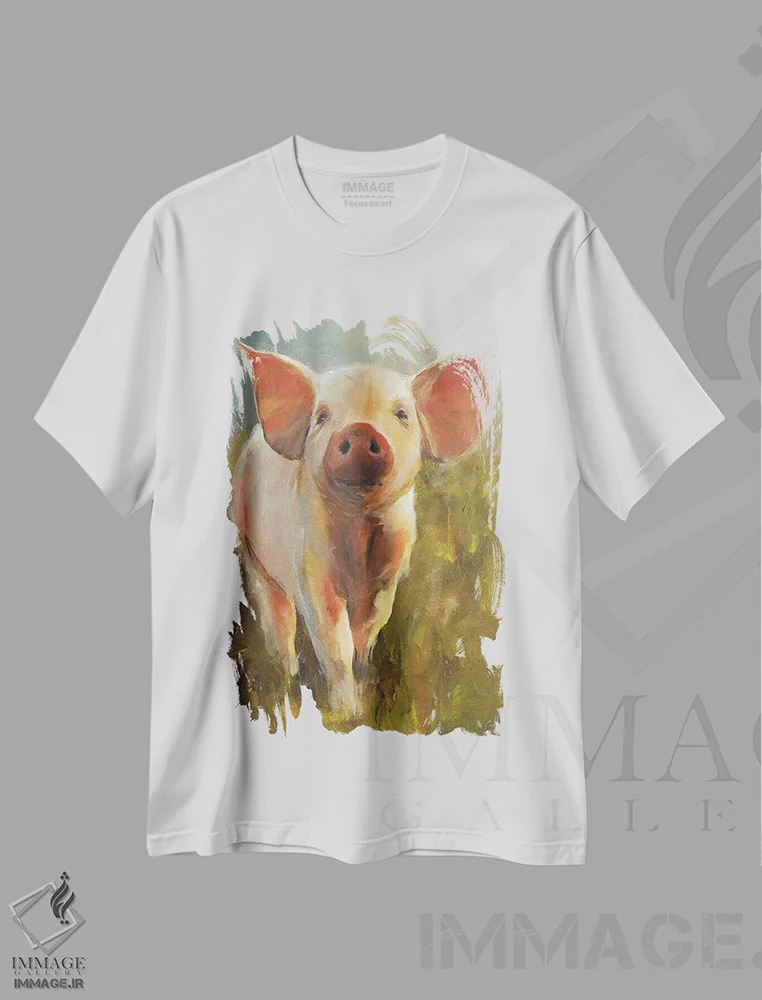 تیشرت سفید طرح دار خوک صبحگاهی اثر کاری جی هامفری | immage.ir
