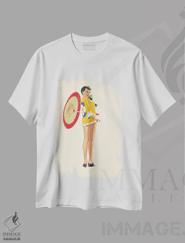 تیشرت سفید طرح دار دختر چینی، دکور آسیایی اثر ارنست چیریاکا | فروشگاه ایماژ