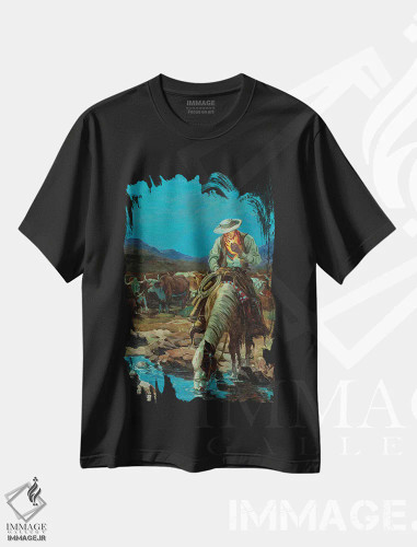 تیشرت مشکی طرح دار در چراگاه، تزئینی اثر ارنست چیریاکا | فروشگاه ایماژ