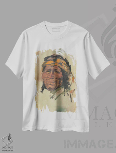 تیشرت سفید طرح دار پرترهٔ یک دلیر، تزئینی اثر ارنست چیریاکا | فروشگاه ایماژ