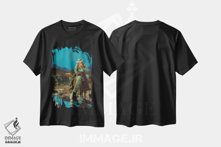 تیشرت مشکی طرح دار در چراگاه، تزئینی اثر ارنست چیریاکا | فروشگاه ایماژ