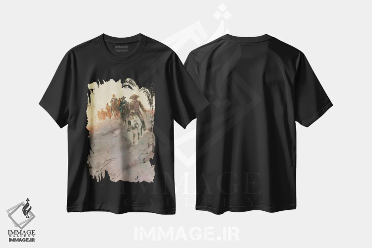 تیشرت مشکی طرح دار گروه تعقیب، تزئینی اثر ارنست چیریاکا | فروشگاه ایماژ