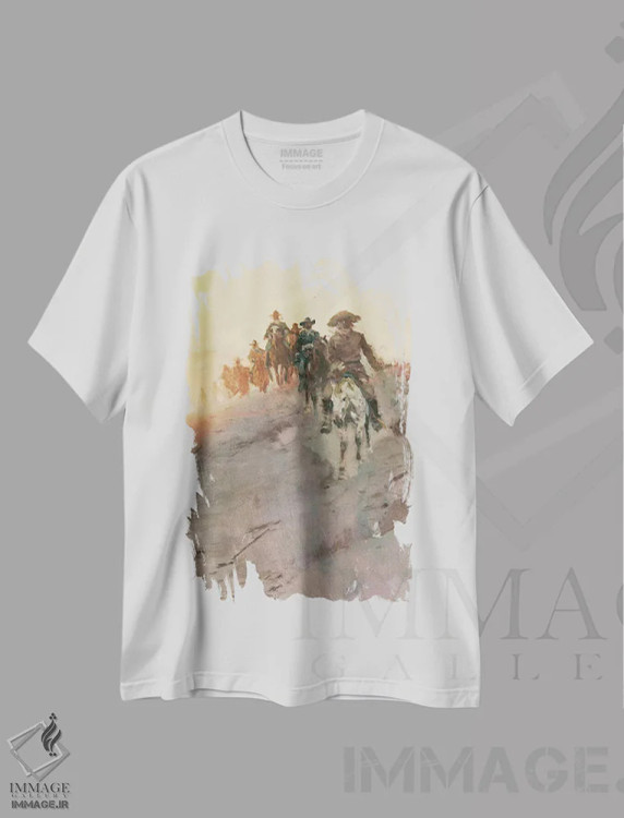تیشرت سفید طرح دار گروه تعقیب، تزئینی اثر ارنست چیریاکا | immage.ir