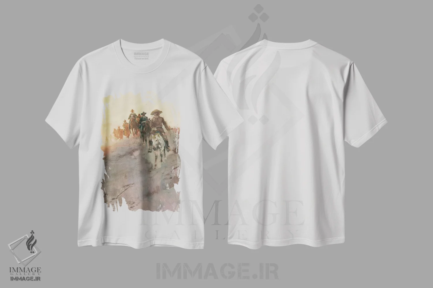 تیشرت سفید طرح دار گروه تعقیب، تزئینی اثر ارنست چیریاکا | immage.ir