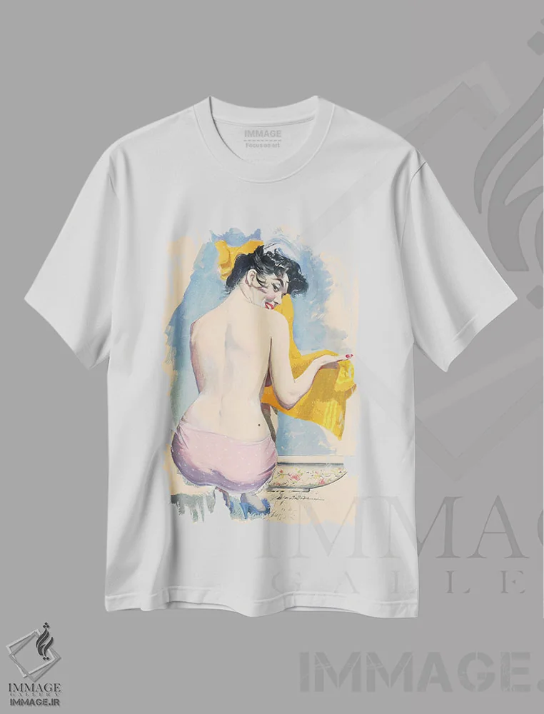 تیشرت سفید طرح دار تنگه/دره شسته شده، هنر فاخر اثر ارنست چیریاکا | فروشگاه ایماژ