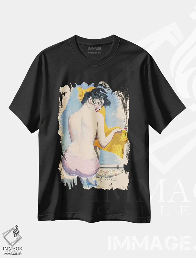 تیشرت مشکی طرح دار تنگه/دره شسته شده، هنر فاخر اثر ارنست چیریاکا | immage.ir