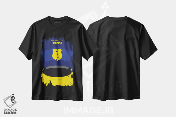 تیشرت مشکی طرح دار پوستر مینیمال فیلم سرپیکو اثر چانکونگ | immage.ir