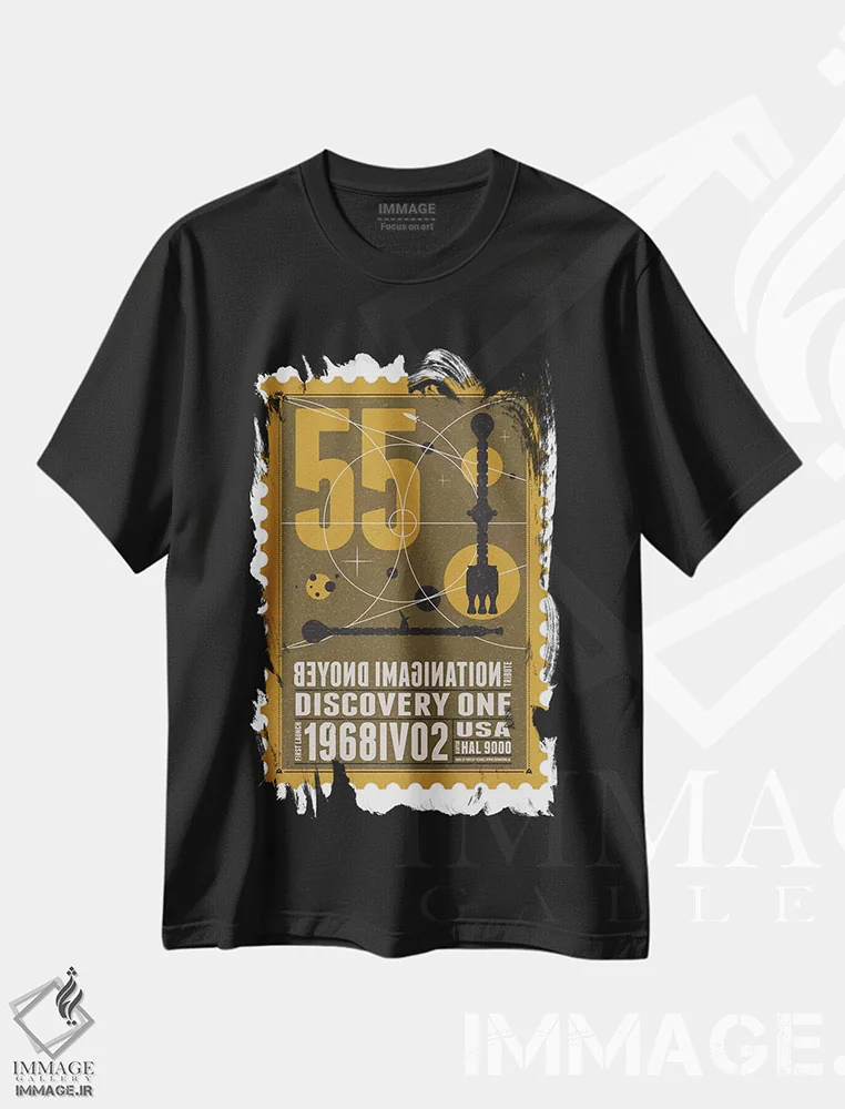 تیشرت مشکی طرح دار ناوگان فضایی ۵۵: تمبر دیسکاوری یک، هنر دیجیتال اثر چانکونگ | immage.ir