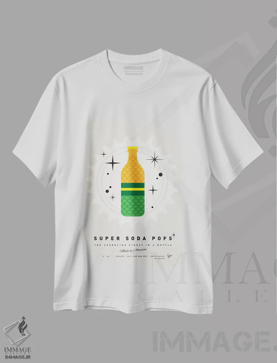 تیشرت سفید طرح دار نوشابه های سوپر پاپ، هنر دیجیتال اثر چانکونگ | فروشگاه ایماژ