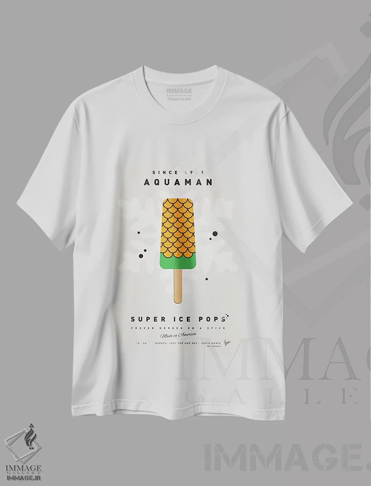 تیشرت سفید طرح دار بستنی چوبی ابرقهرمان: آکوامن، هنر دیجیتال اثر چانکونگ | immage.ir