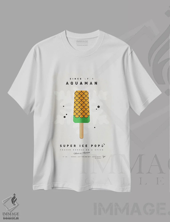 تیشرت سفید طرح دار بستنی چوبی ابرقهرمان: آکوامن، هنر دیجیتال اثر چانکونگ | immage.ir