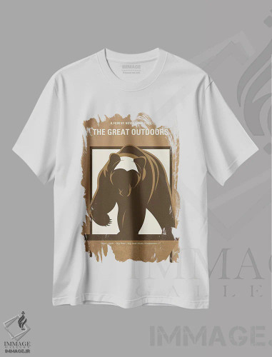 تیشرت سفید طرح دار پوستر مینیمال فیلم فضای باز عالی، پوستر مینیمال فیلم های کمدی اثر چانکونگ | فروشگاه ایماژ