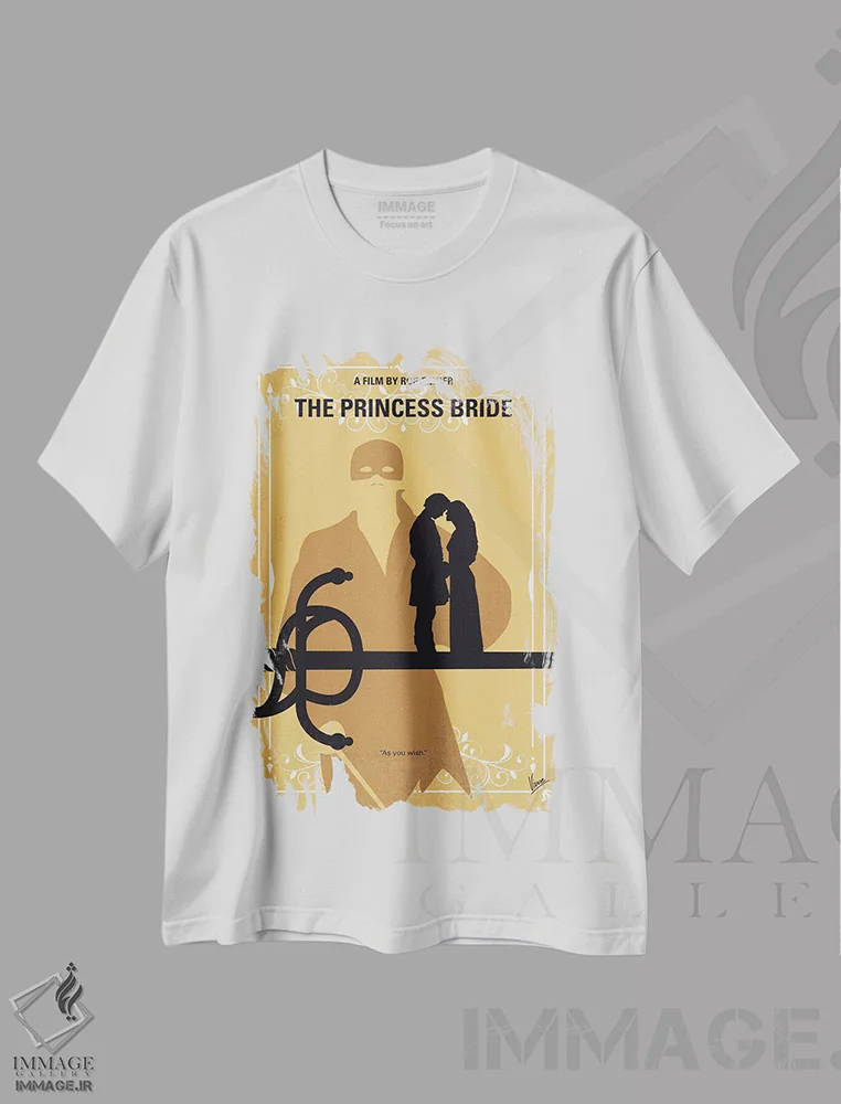 تیشرت سفید طرح دار پوستر مینیمال فیلم عروس شاهزاده، پوستر مینیمال فیلم های کمدی اثر چانکونگ | فروشگاه ایماژ