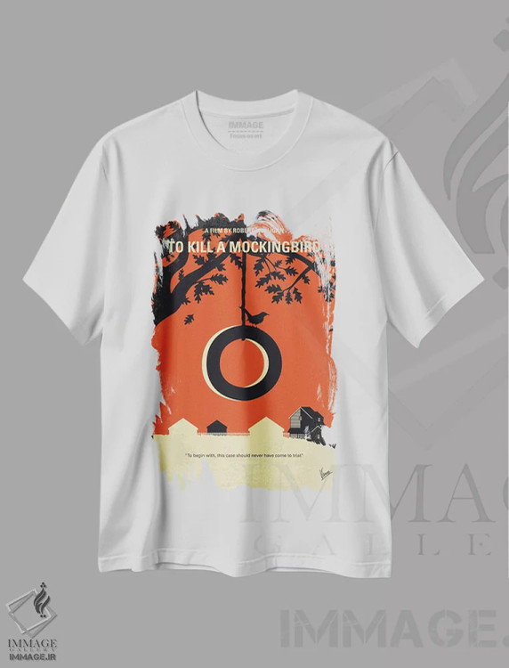 تیشرت سفید طرح دار پوستر مینیمال فیلم کشتن مرغ مقلد، هنر دیجیتال اثر چانکونگ | فروشگاه ایماژ