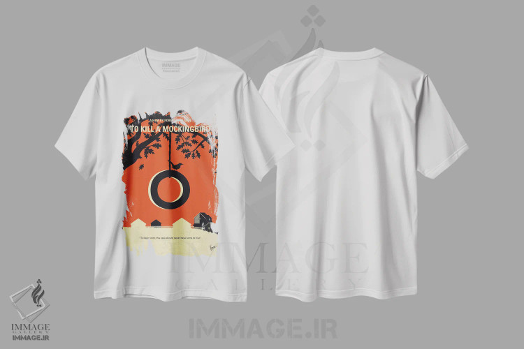 تیشرت سفید طرح دار پوستر مینیمال فیلم کشتن مرغ مقلد، هنر دیجیتال اثر چانکونگ | فروشگاه ایماژ