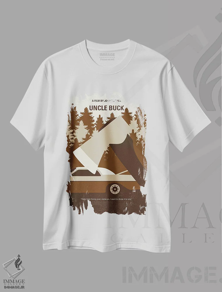 تیشرت سفید طرح دار پوستر مینیمال فیلم عمو باک، پوستر مینیمال فیلم های کمدی اثر چانکونگ | immage.ir