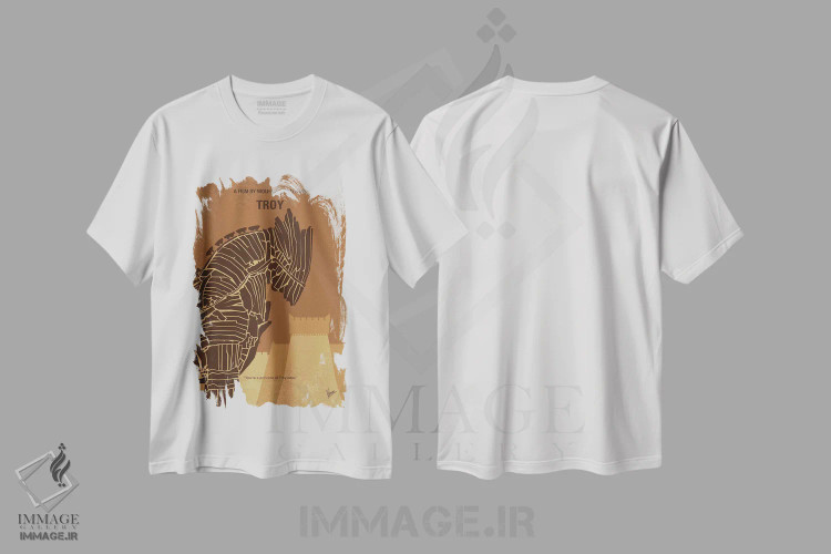 تیشرت سفید طرح دار پوستر مینیمال فیلم تروی اثر چانکونگ | فروشگاه ایماژ