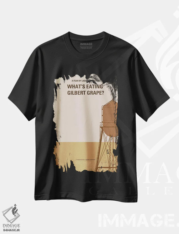 تیشرت مشکی طرح دار پوستر مینیمال فیلم چه بلایی سر گیلبرت گریپ آمده؟ اثر چانکونگ | فروشگاه ایماژ