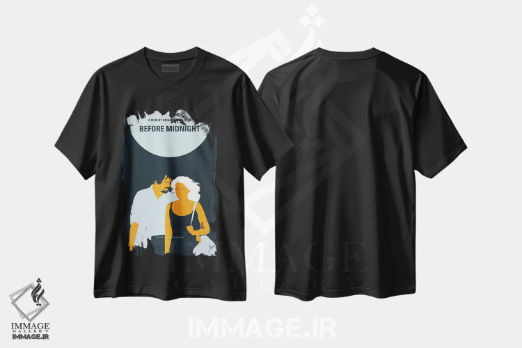 تیشرت مشکی طرح دار پوستر مینیمال فیلم پیش از نیمه شب، هنر دیجیتال اثر چانکونگ | فروشگاه ایماژ