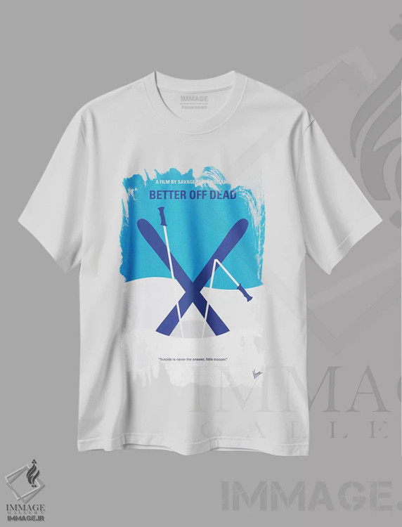 تیشرت سفید طرح دار پوستر مینیمال فیلم ترجیح می دهم مرده باشم، هنر دیجیتال اثر چانکونگ | فروشگاه ایماژ