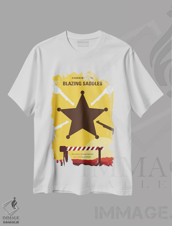 تیشرت سفید طرح دار پوستر مینیمال فیلم زین های شعله ور، پوستر مینیمال فیلم های کمدی اثر چانکونگ | فروشگاه ایماژ