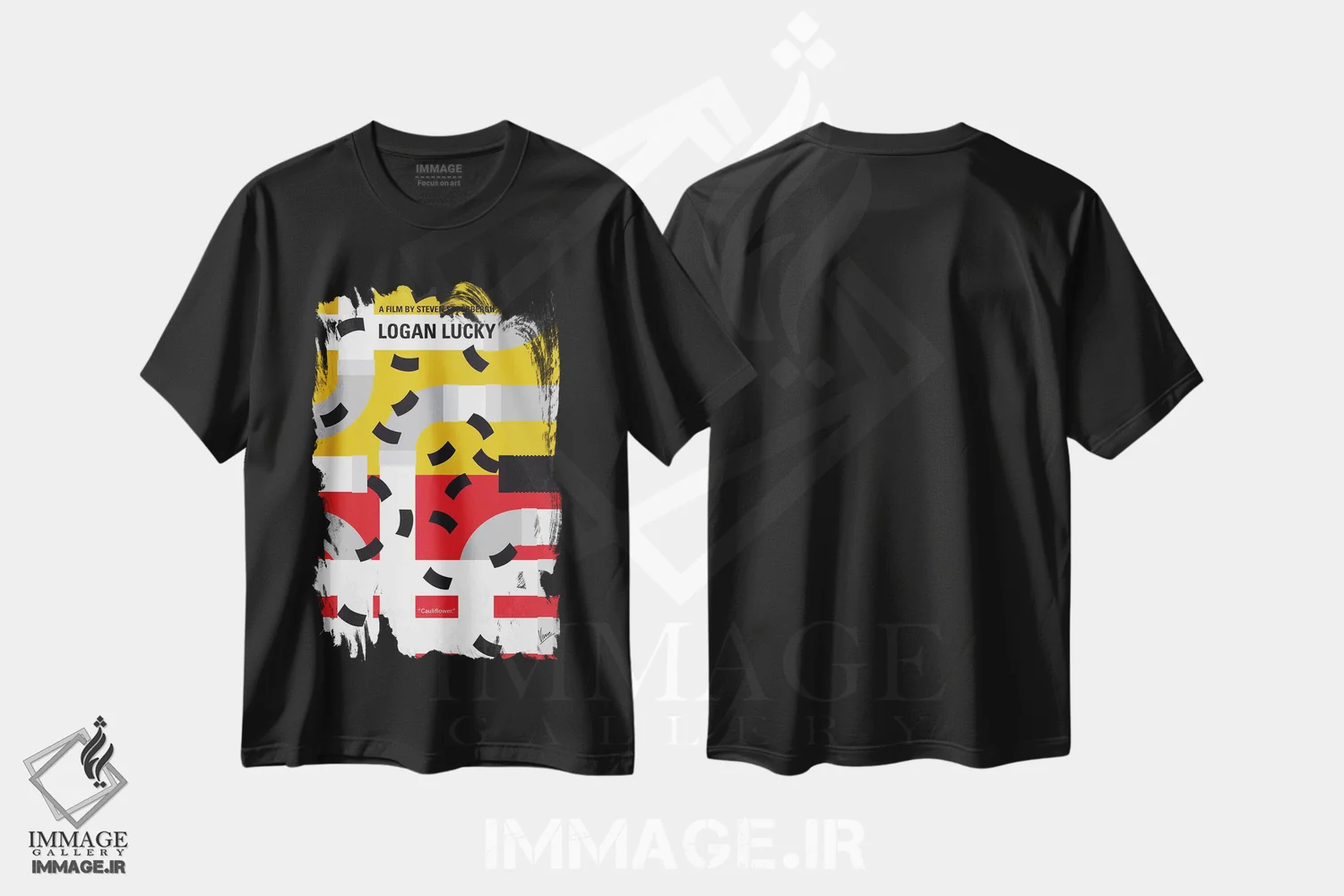 تیشرت مشکی طرح دار پوستر مینیمال فیلم لوگان لاکی، پوستر مینیمال فیلم های کمدی اثر چانکونگ | فروشگاه ایماژ