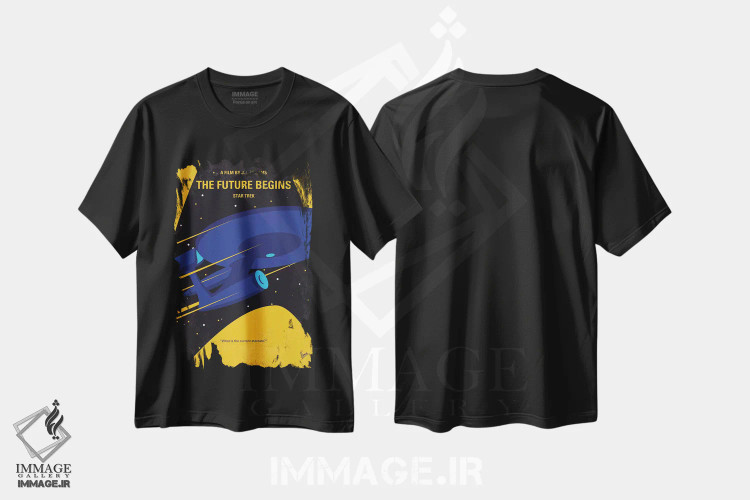 تیشرت مشکی طرح دار پوستر مینیمال فیلم آغاز آینده، هنر دیجیتال اثر چانکونگ | فروشگاه ایماژ