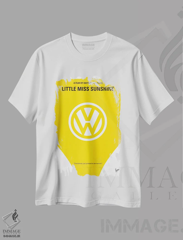 تیشرت سفید طرح دار پوستر فیلم دختر کوچولوی آفتاب، پوستر مینیمال فیلم های کمدی اثر چانکونگ | immage.ir