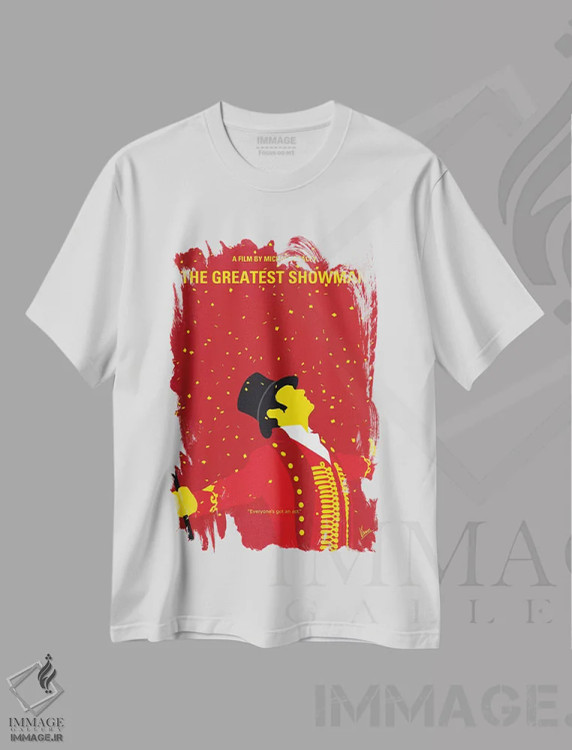 تیشرت سفید طرح دار پوستر مینیمال فیلم بزرگ ترین شومن، هنر دیجیتال اثر چانکونگ | immage.ir