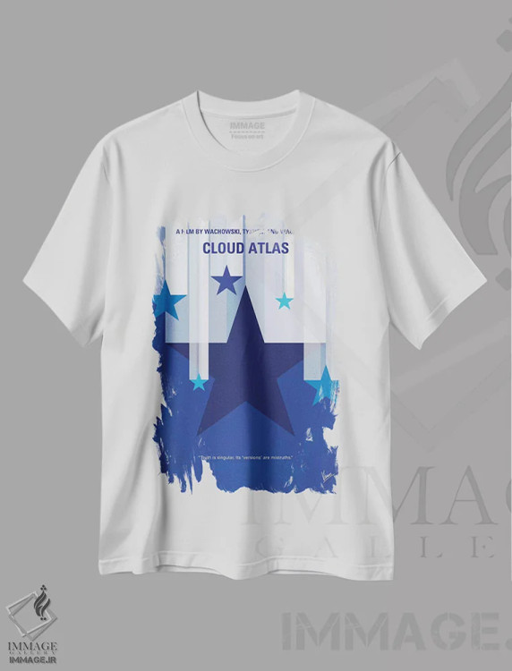 تیشرت سفید طرح دار پوستر مینیمال فیلم اطلس ابر، دکور معاصر اثر چانکونگ | فروشگاه ایماژ