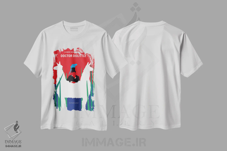 تیشرت سفید طرح دار پوستر مینیمال فیلم دکتر دولیتل، هنر دیجیتال اثر چانکونگ | immage.ir