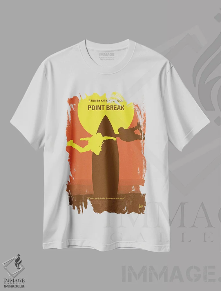 تیشرت سفید طرح دار پوستر مینیمال فیلم نقطه شکست، هنر دیجیتال اثر چانکونگ | immage.ir