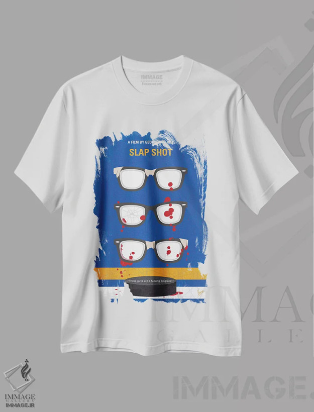 تیشرت سفید طرح دار پوستر مینیمال فیلم شوت سیلی، هنر دیجیتال اثر چانکونگ | فروشگاه ایماژ