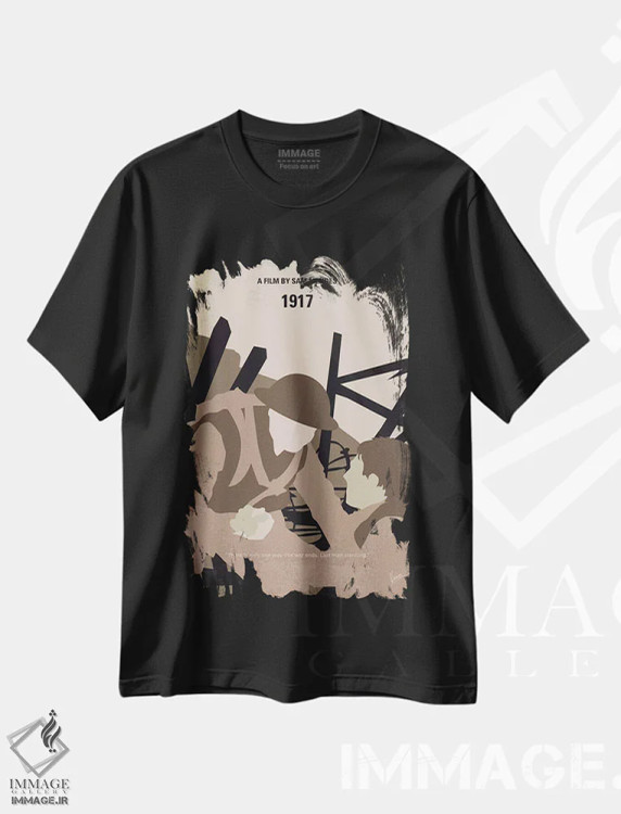 تیشرت مشکی طرح دار پوستر مینیمال فیلم ۱۹۱۷، هنر دیجیتال اثر چانکونگ | immage.ir