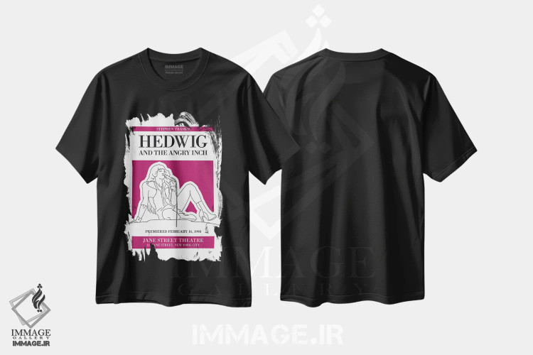 تیشرت مشکی طرح دار پوستر موزیکال هدویگ و اینچ عصبانی من، تزئینی اثر چانکونگ | فروشگاه ایماژ