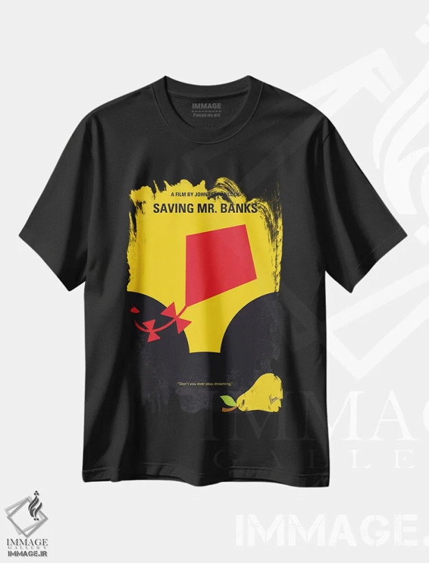 تیشرت مشکی طرح دار پوستر نجات آقای بنکس، پوستر مینیمال فیلم های کمدی اثر چانکونگ | فروشگاه ایماژ