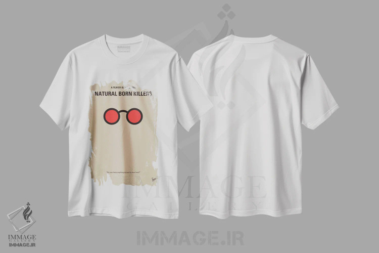 تیشرت سفید طرح دار پوستر مینیمال فیلم قاتلان بالفطره، هنر دیجیتال اثر چانکونگ | فروشگاه ایماژ