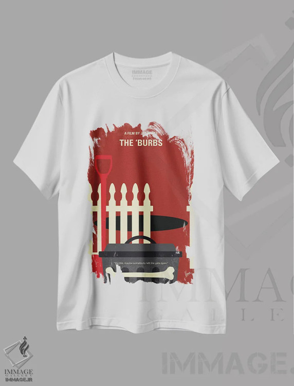 تیشرت سفید طرح دار پوستر حومه شهر، هنر دیجیتال اثر چانکونگ | فروشگاه ایماژ