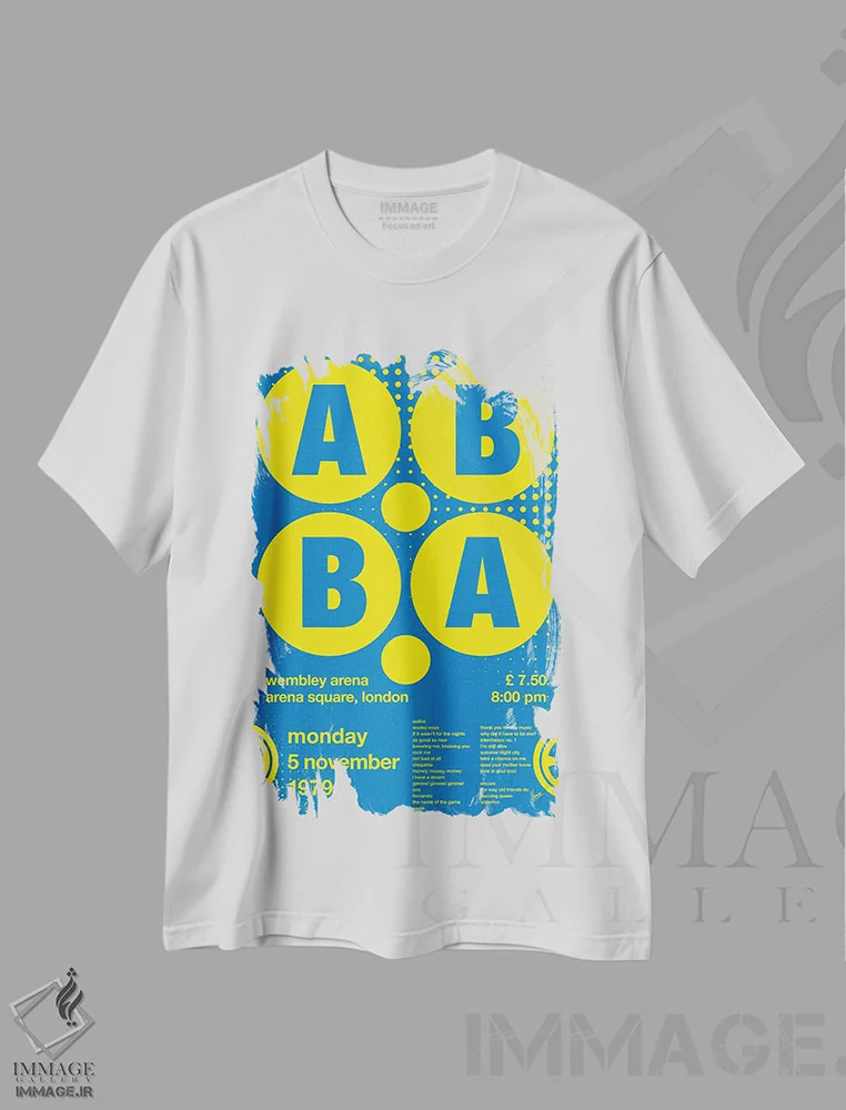 تیشرت سفید طرح دار پوستر آبا، تزئینی اثر چانکونگ | فروشگاه ایماژ